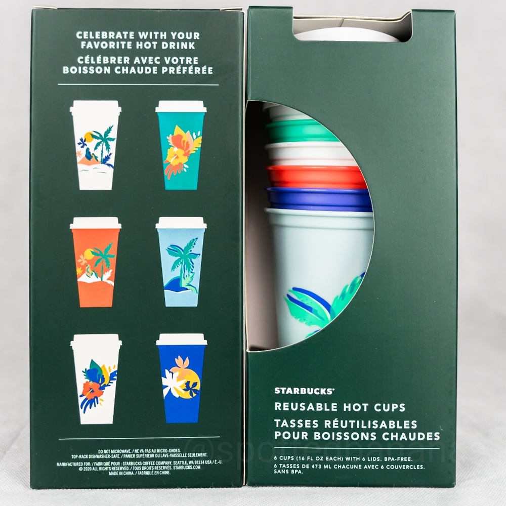 NWT Starbucks 16oz Tropical Hot Reusable 6… - Picture 8 of 9